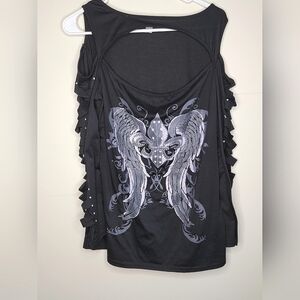 Women's Elfin long sleeve, cold shoulder, cut sleeve top. Size xxl